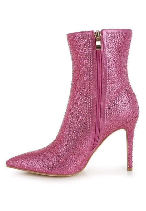 Stacey B's Anun Rhinestones Embellished High Ankle Boots