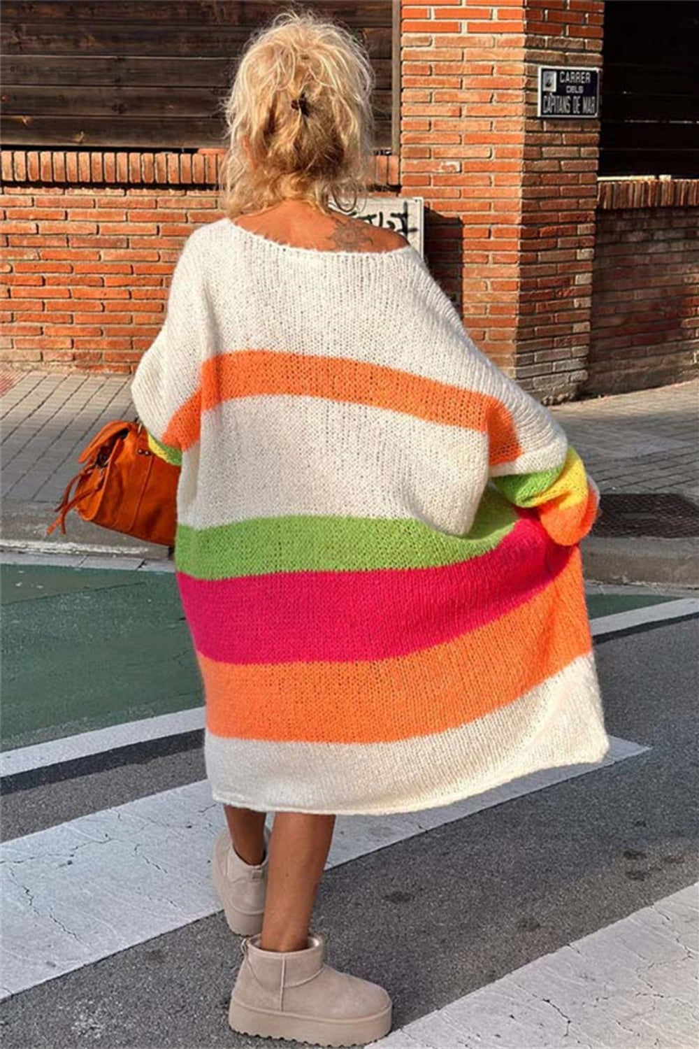 Stacey B's Color Block V-Neck Long Sleeve Sweater Dress