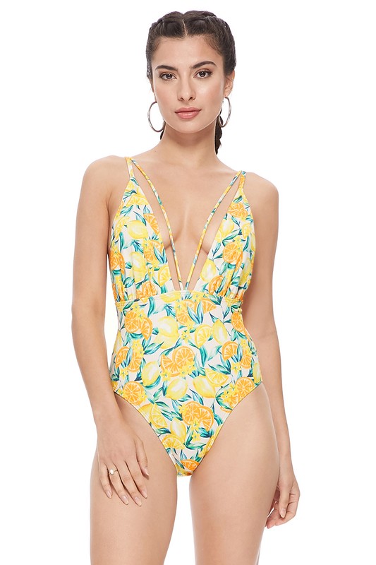 Stacey B's Textured Lemon Mesh One Piece