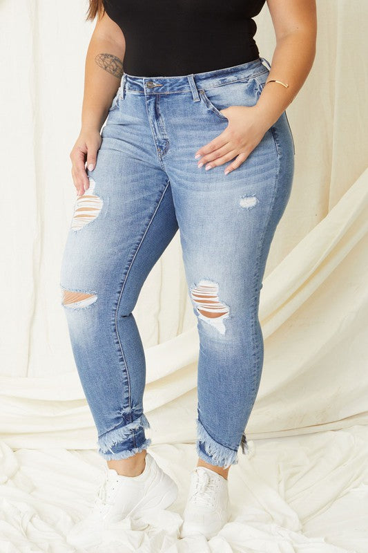 Stacey B's Plus Mid Rise Ankle Skinny Jeans