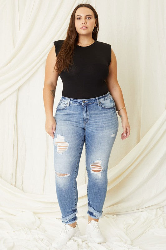 Stacey B's Plus Mid Rise Ankle Skinny Jeans