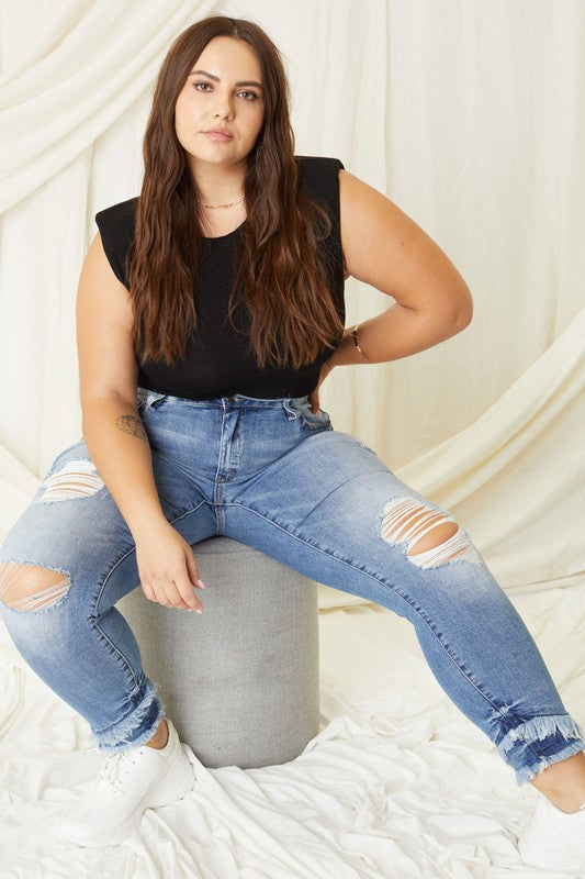 Stacey B's Plus Mid Rise Ankle Skinny Jeans