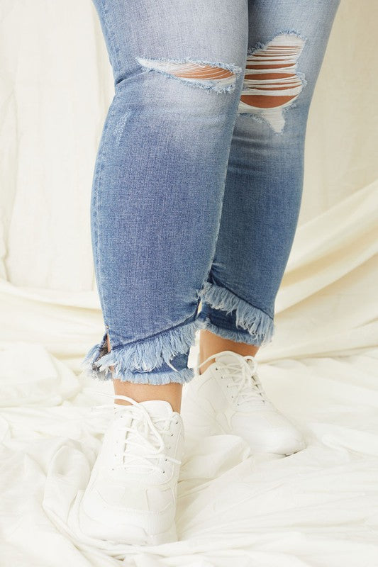 Stacey B's Plus Mid Rise Ankle Skinny Jeans