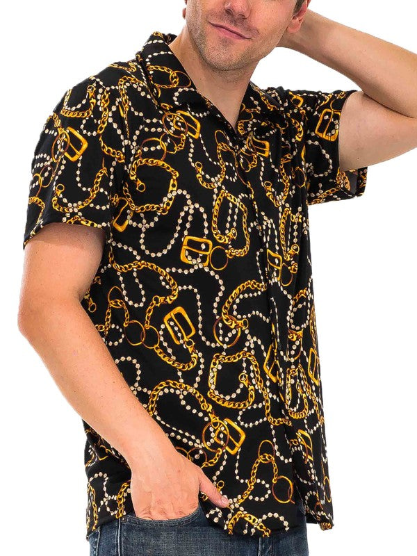 Stacey B's  Mens String Bead Status Button Down