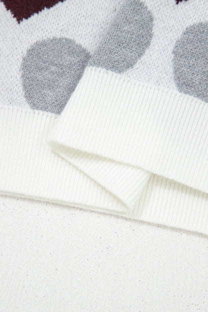 Stacey B's White Valentine Heart Short Sleeve Sweater