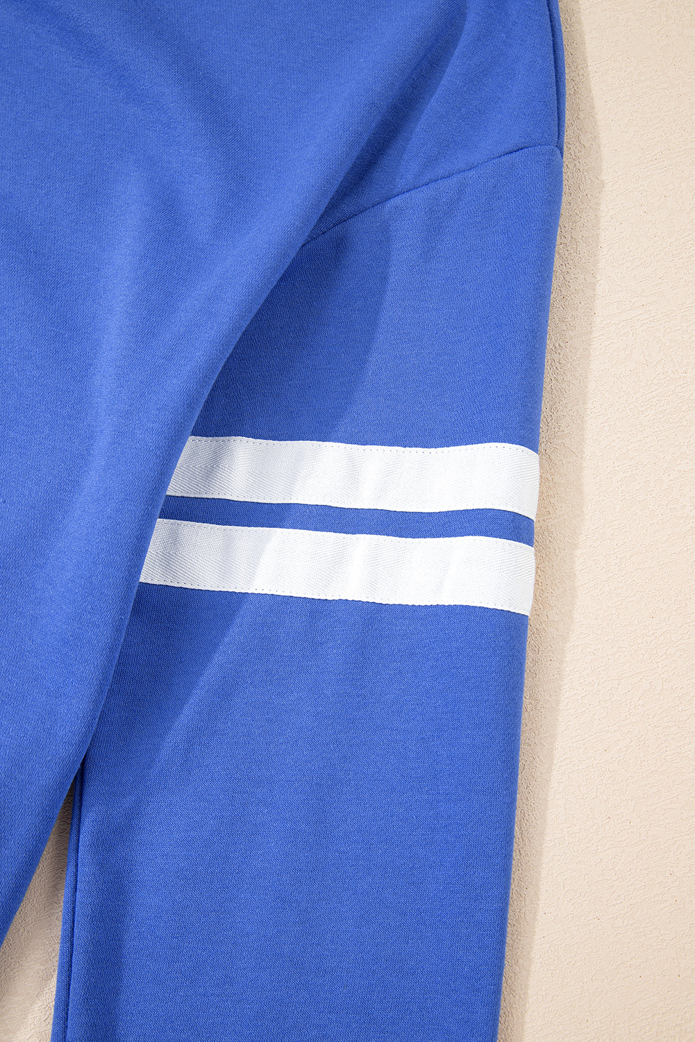 Stacey B's Sky Blue Varsity Contrast Banded Sleeve Shift Sweatshirt Dress