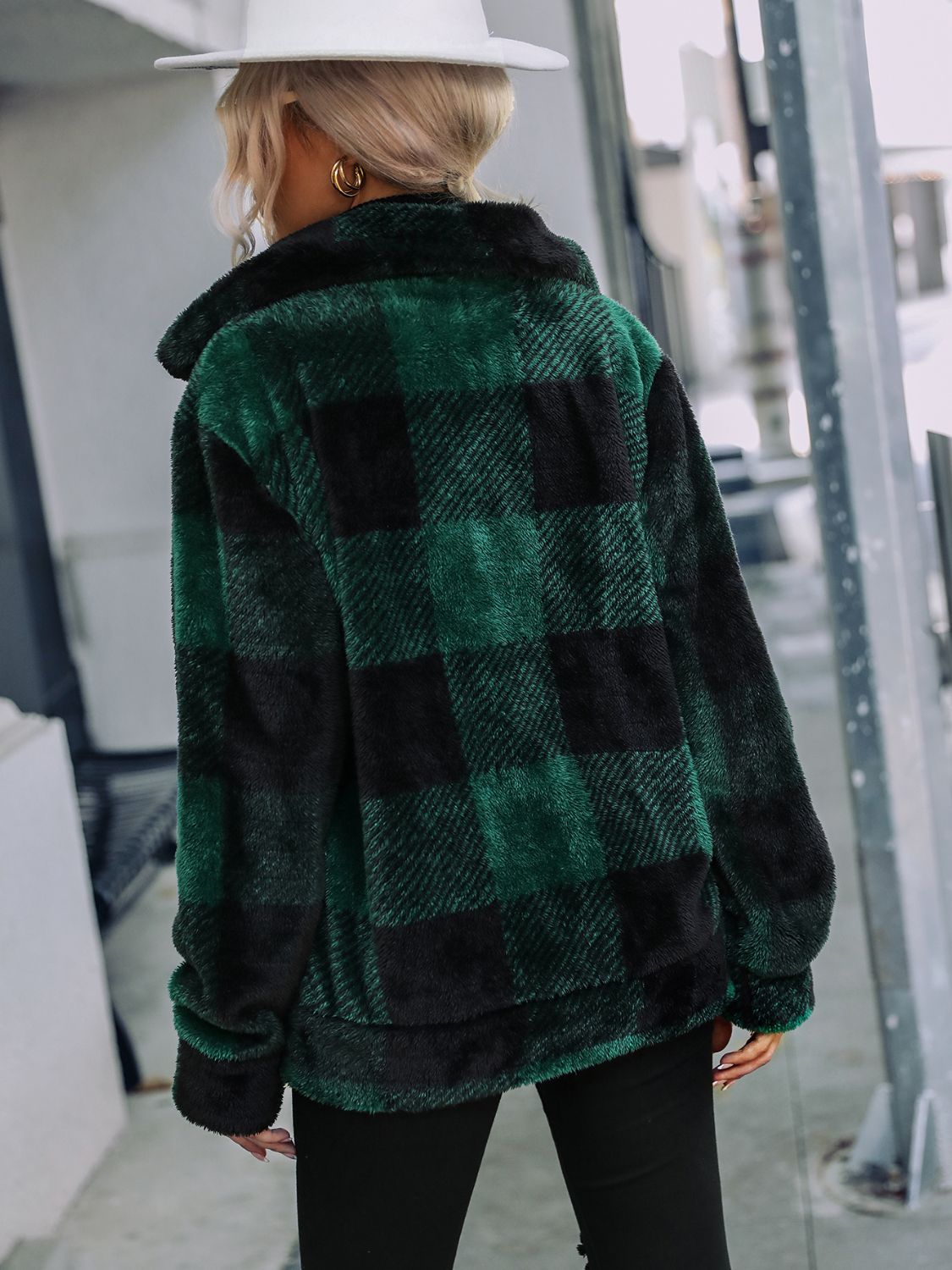 Stacey B's Plaid Zip-Up Collared Jacket