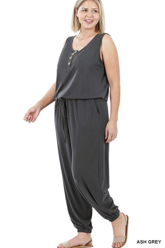 Stacey B's Plus Sleeveless Jogger Jumpsuit