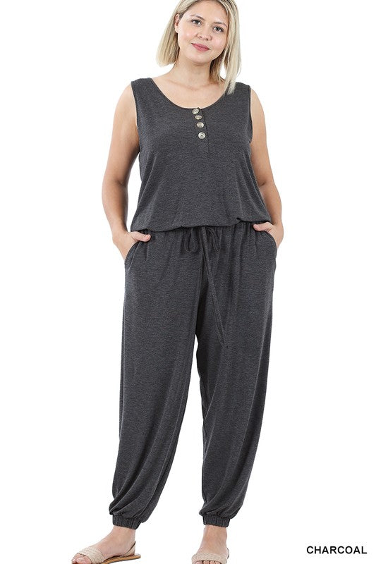 Stacey B's Plus Sleeveless Jogger Jumpsuit