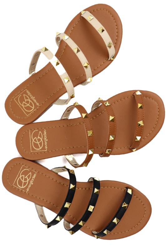 Stacey B's Three strap Studded Sandal