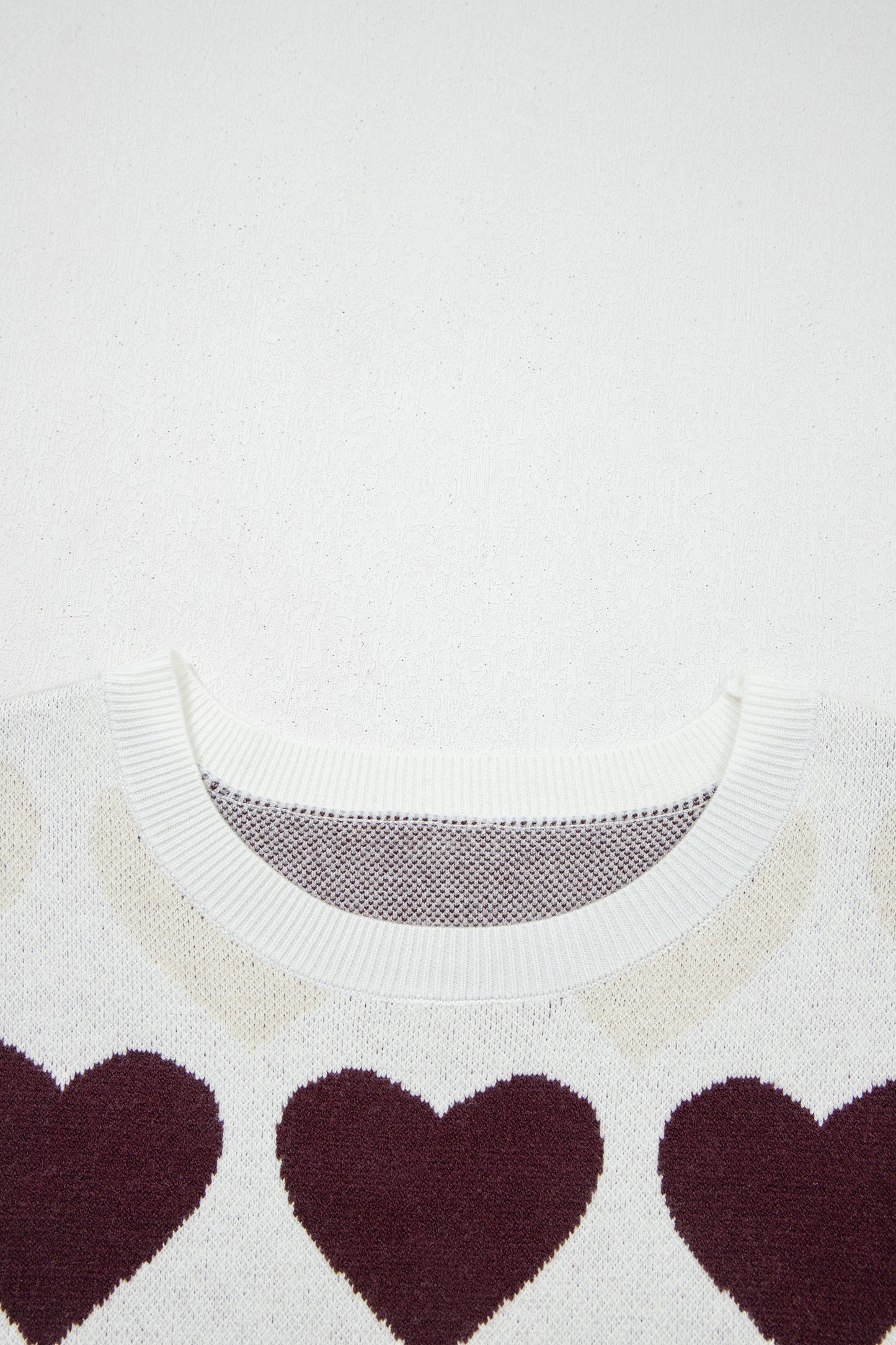 Stacey B's White Valentine Heart Short Sleeve Sweater