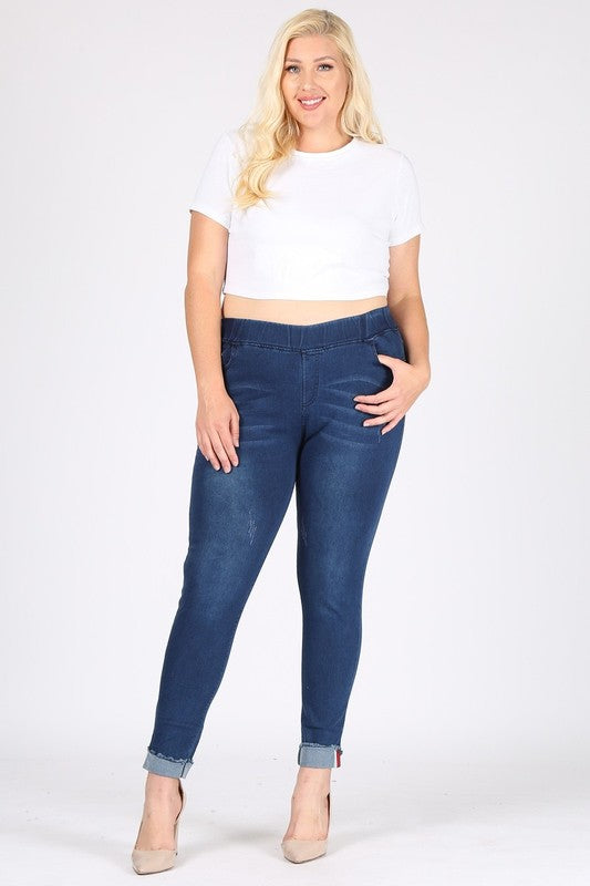 Stacey B's Plus Size High Waist Distressed Jeggings Pants