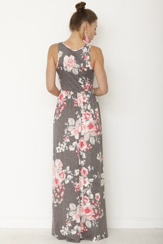 Stacey B's Plus Vintage Floral Maxi Dress With Pockets