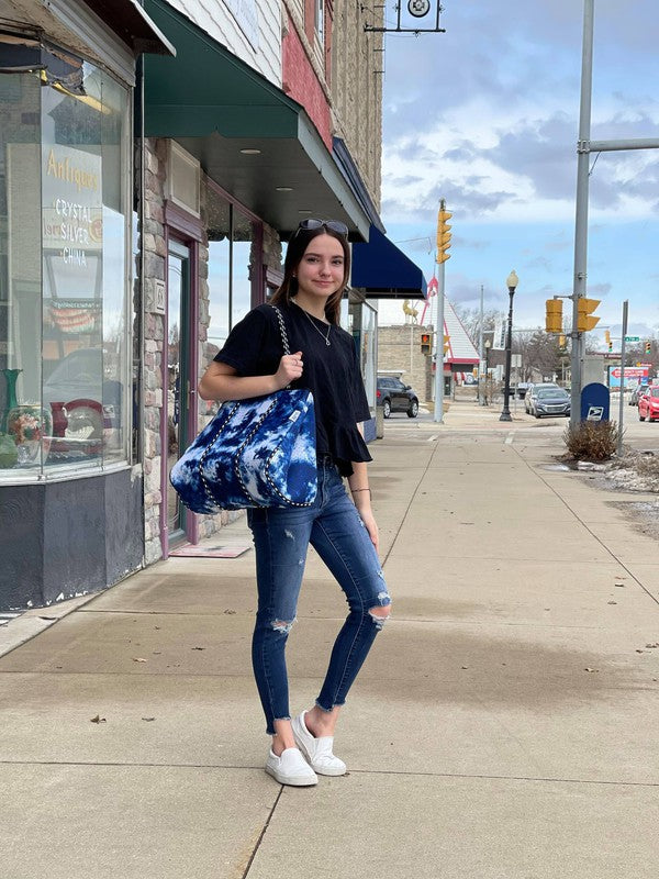 Stacey B's Gorgeous Neoprene Bag - Blue Tie Dye