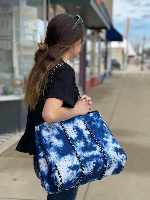 Stacey B's Gorgeous Neoprene Bag - Blue Tie Dye