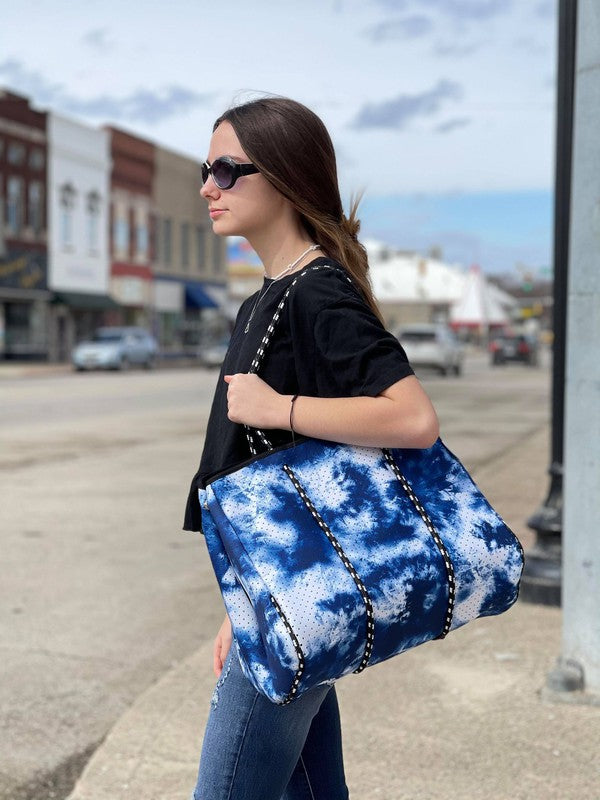 Stacey B's Gorgeous Neoprene Bag - Blue Tie Dye