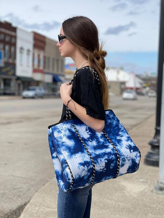 Stacey B's Gorgeous Neoprene Bag - Blue Tie Dye