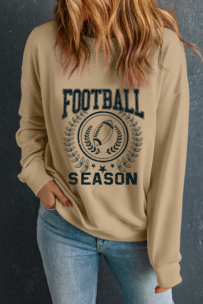 Stacey B's Khaki Rugby FOOTBALL SEASON Graphic Game Day Sweatshirt
