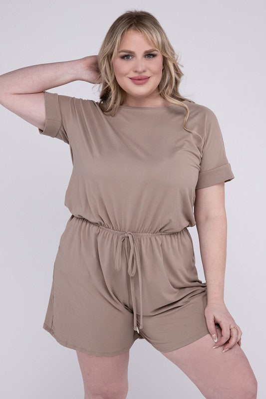 Stacey B's Plus Brushed DTY Romper with Pockets