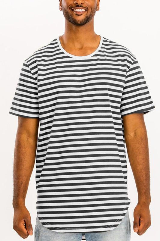 Stacey B's Striped Elongated  T-Shirt