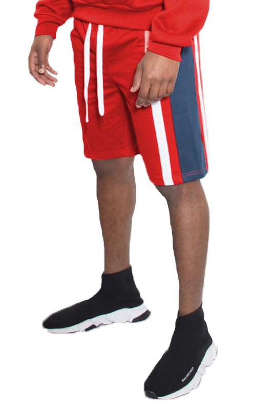 Stacey B's  Mens Color Block Stripe Sweat Shorts