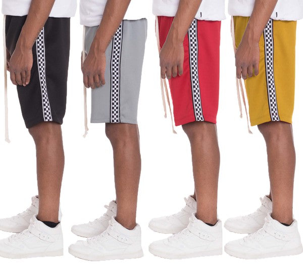 Stacey B's  Mens Checkered Stripe Track Shorts