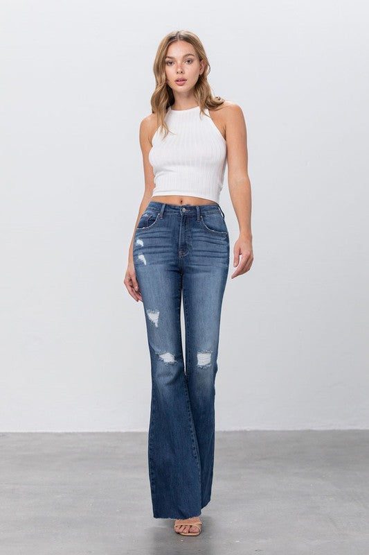 Stacey B's Mid Rise Dark Wash Flare Jean
