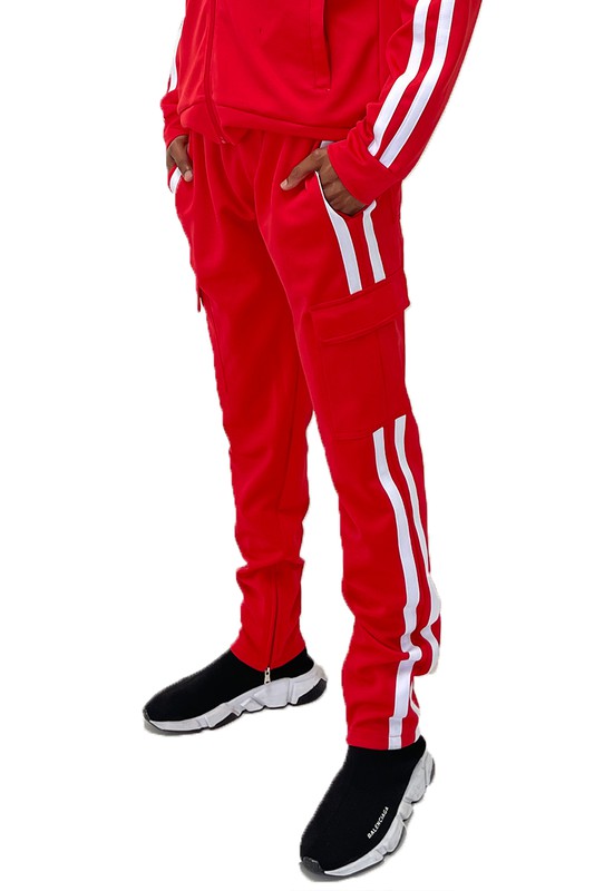 Stacey B's Two Stripe Cargo Pouch Track Pants