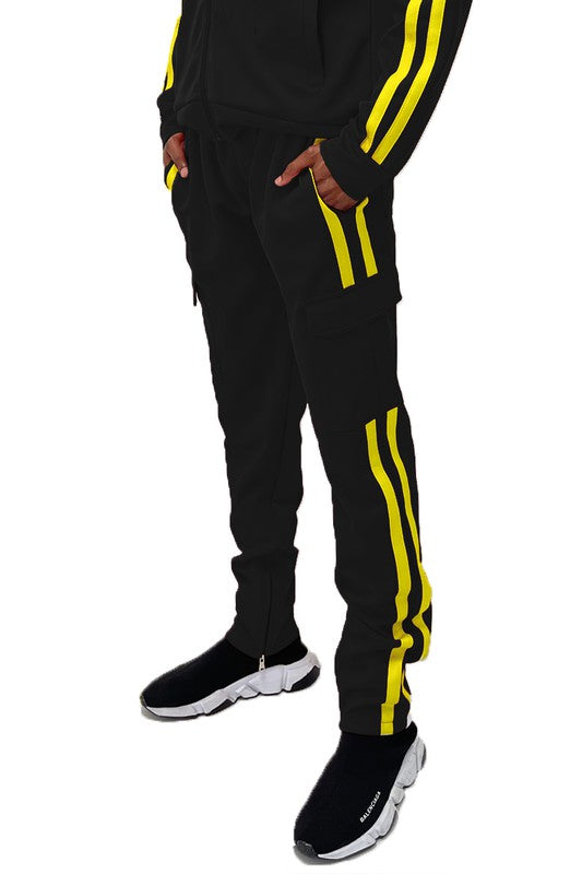 Stacey B's Two Stripe Cargo Pouch Track Pants