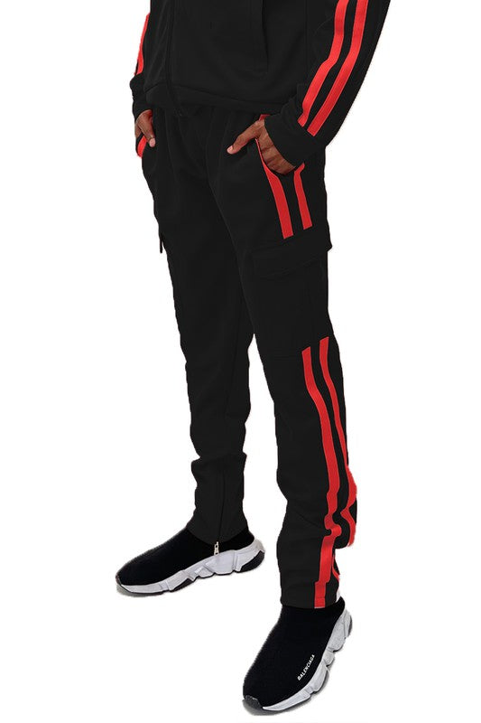 Stacey B's Two Stripe Cargo Pouch Track Pants