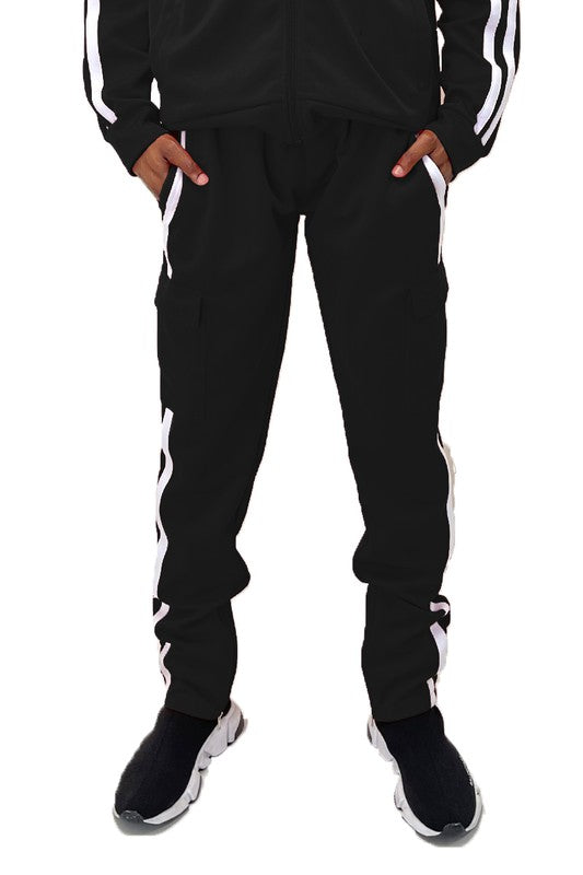 Stacey B's Two Stripe Cargo Pouch Track Pants