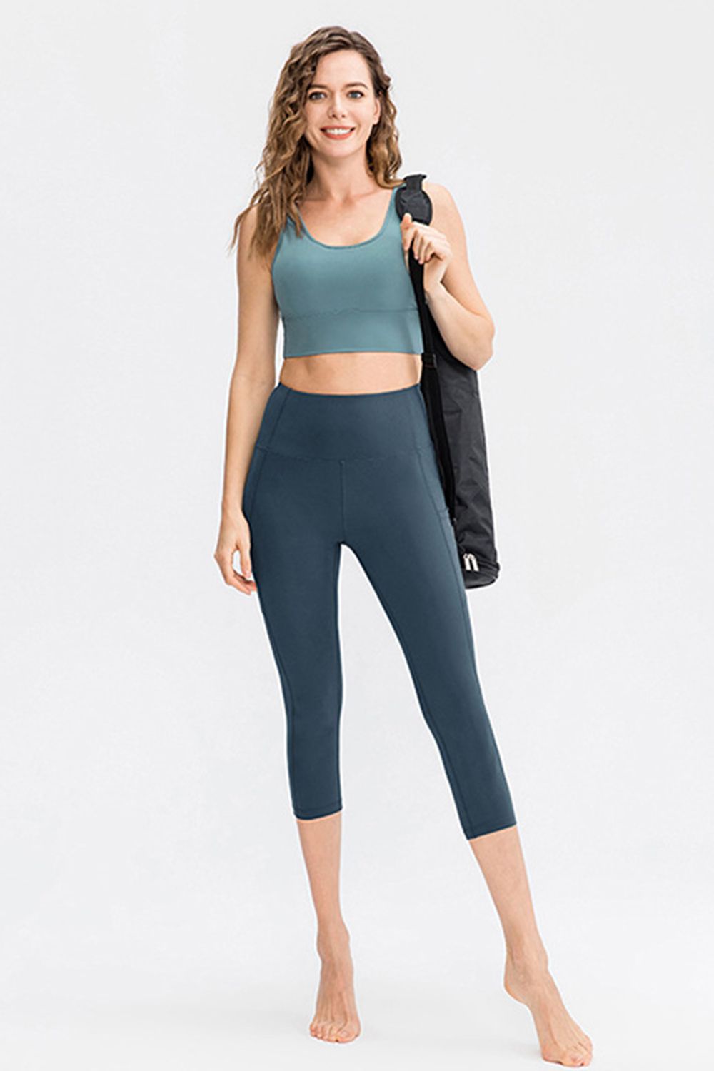 Stacey B's Wide Waistband Cropped Active Leggings with Pockets