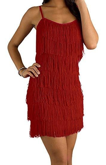 Stacey B's Women Short All - Over Fringe Flapper Dress