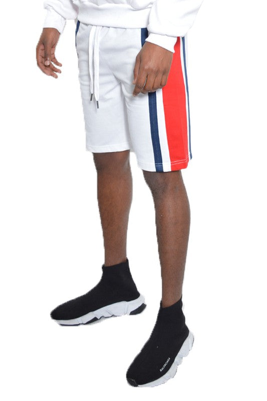 Stacey B's  Mens Color Block Stripe Sweat Shorts