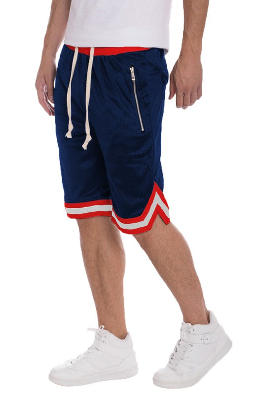 Stacey B's Striped Band Solid Basketball Shorts