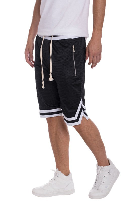 Stacey B's Striped Band Solid Basketball Shorts