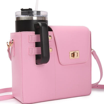 Stacey B's Outdoor Portable Beverage Bottle Bag, Universal Large Insulated Cup Pink Shoulder Crossbody Bottle Bag