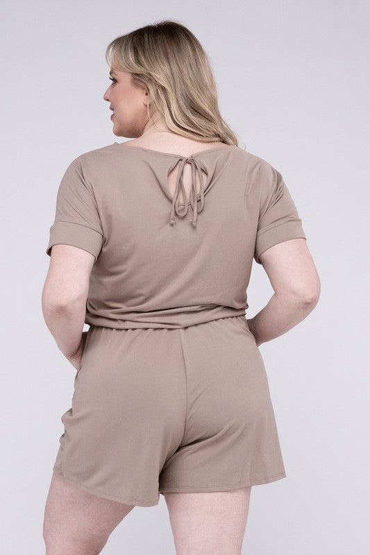 Stacey B's Plus Brushed DTY Romper with Pockets