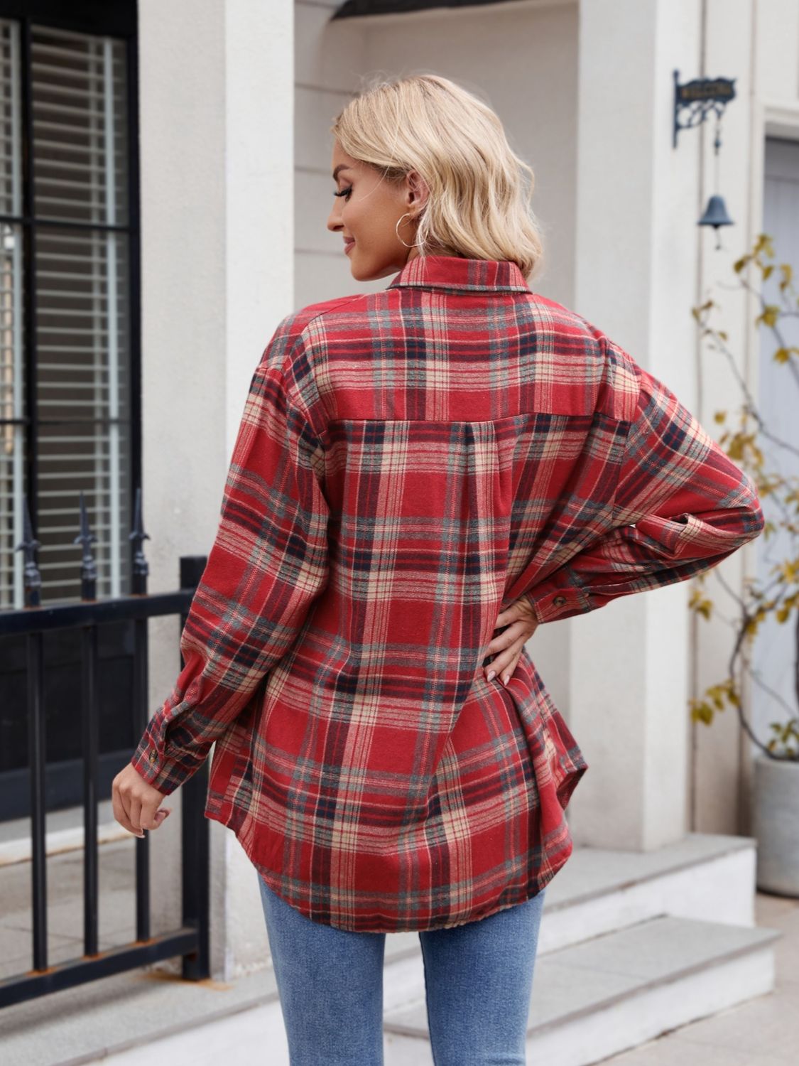 Stacey B's Mandy Plaid Button Up Long Sleeve Shirt