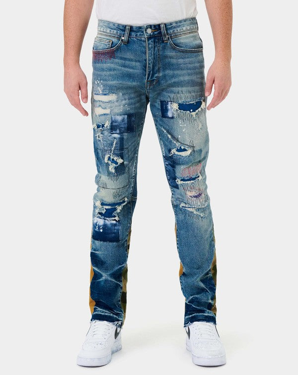 Stacey B's Heavy Rip & Repair Slim Straight Denim