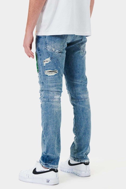 Stacey B's Varsity Patched Slim Denim