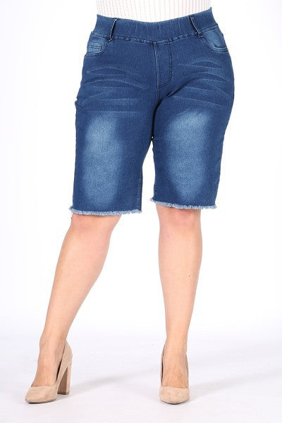 Stacey B's Hi-Waist Distressed Bermuda Short Jeggings