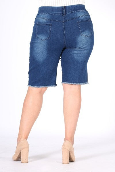 Stacey B's Hi-Waist Distressed Bermuda Short Jeggings