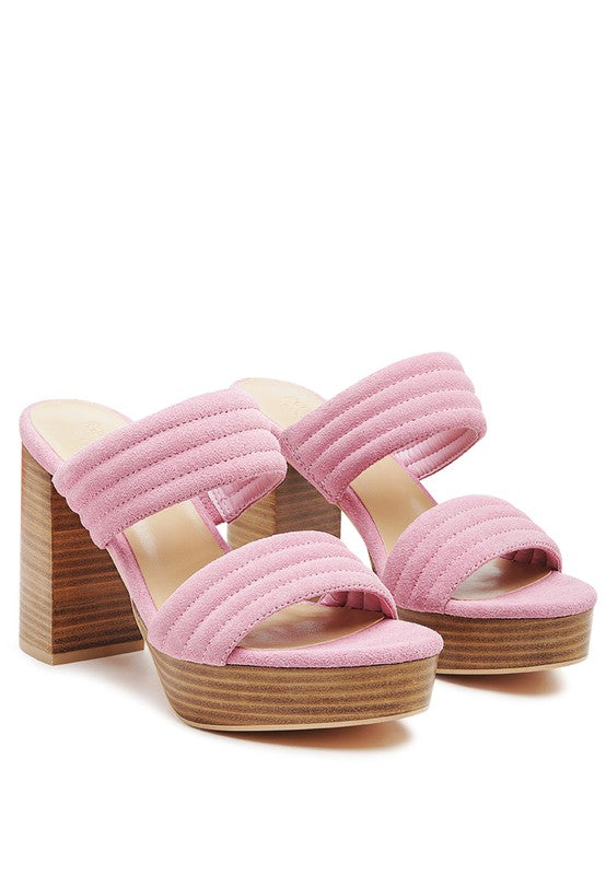 Stacey B's Mille Feux Suede Slip-On Block Heeled Sandal