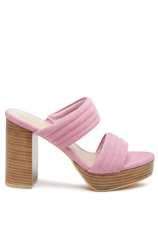 Stacey B's Mille Feux Suede Slip-On Block Heeled Sandal