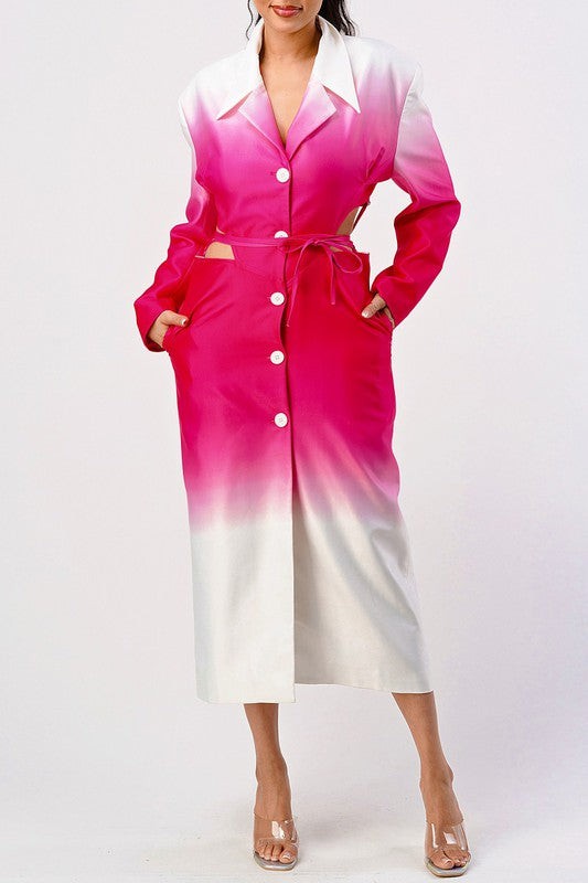 Stacey B's Color gradient spring trench coat