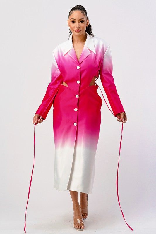 Stacey B's Color gradient spring trench coat