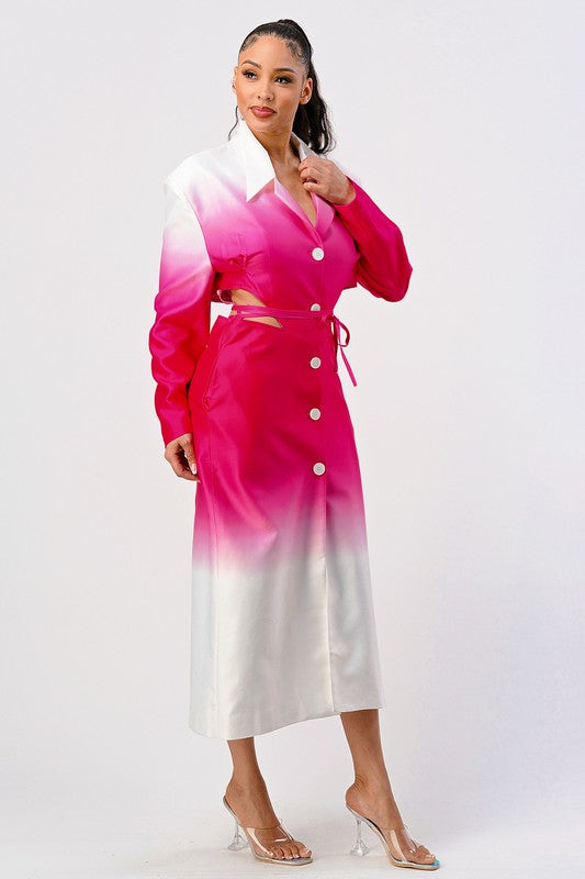 Stacey B's Color gradient spring trench coat