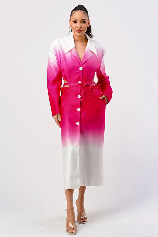 Stacey B's Color gradient spring trench coat