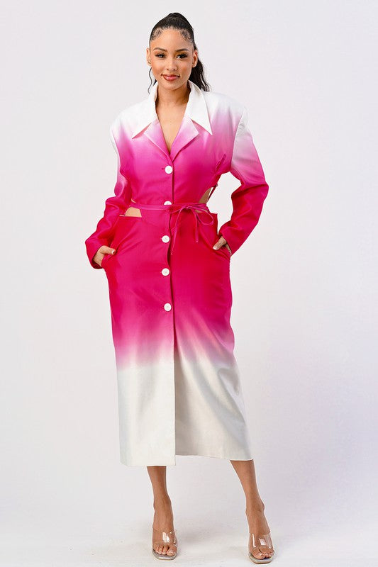 Stacey B's Color gradient spring trench coat